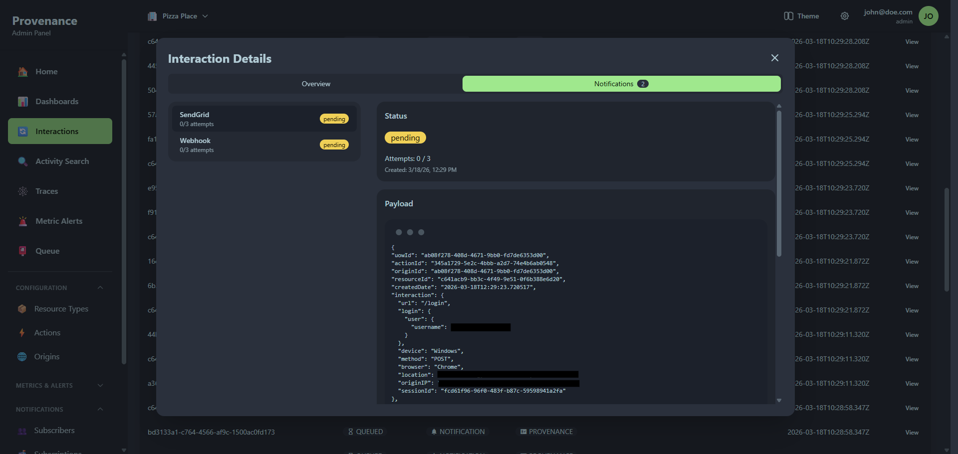 Interaction notifications